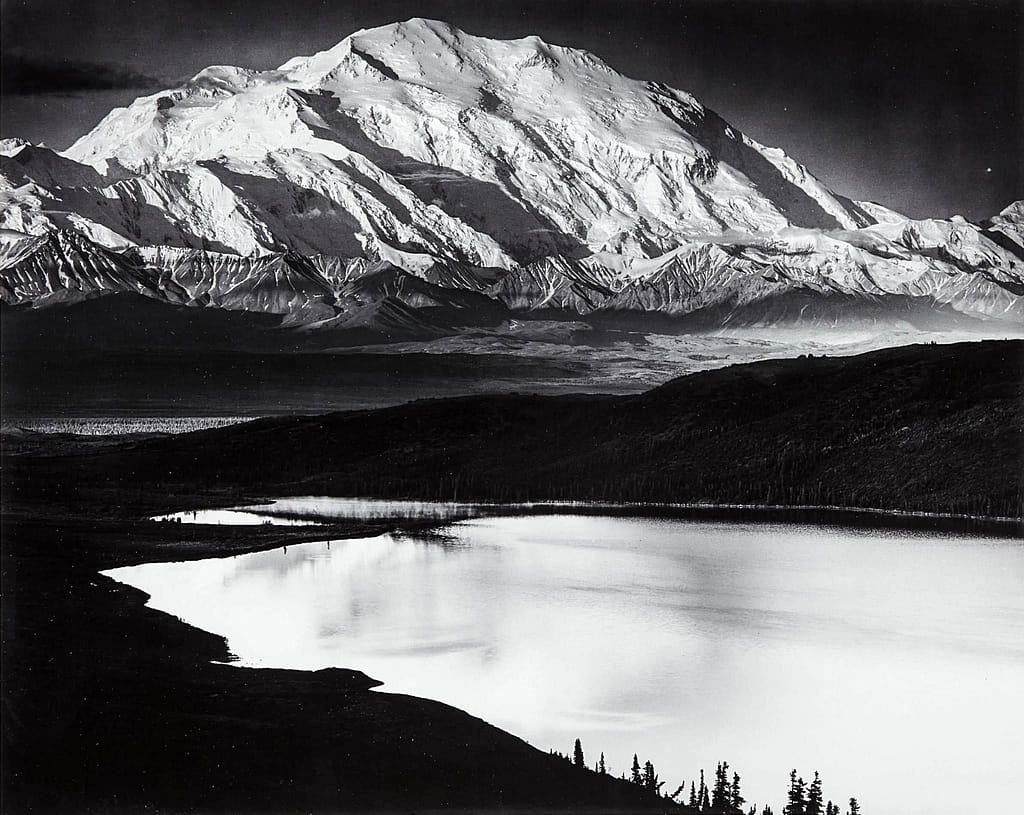 Winter Mountains Lake Phototgraphy Mt McKinley Landscape Blackandwhite