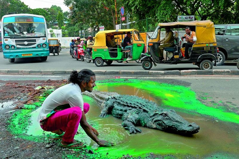 3D Crocodile Sculpture, Banglore